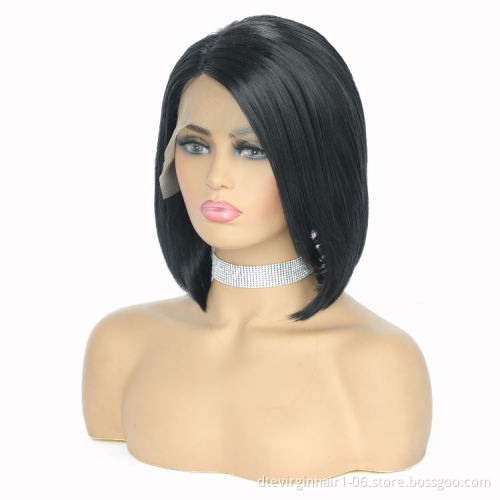 short blunt bob wigs pixie cut synthetic blend lace frontal wigs short lace wig with synthetic hair